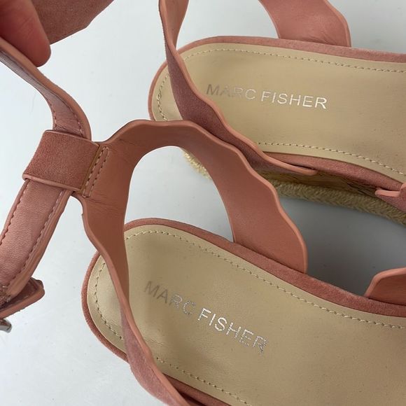 Marc Fisher ‘Fayme’ Suede Ankle Strap Platform Sandals Sz 7.5 Pink Leather - Picture 6 of 9